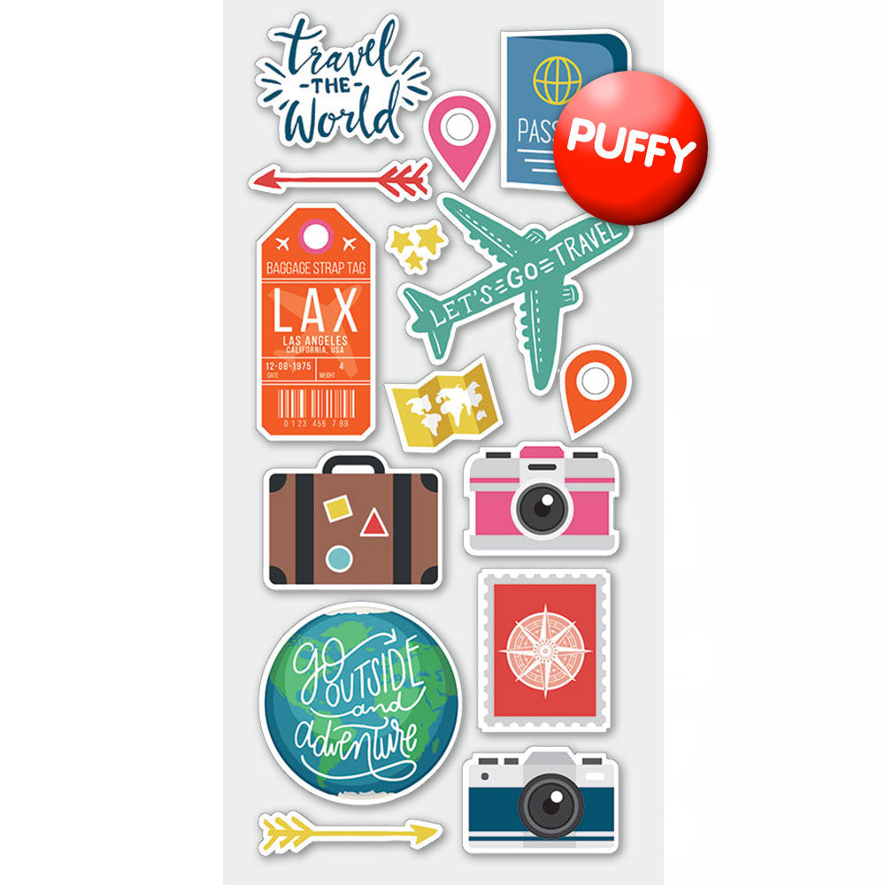 Around the World Puffy Stickers