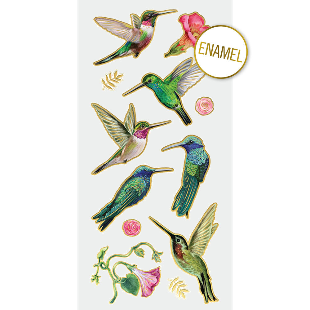 Hummingbirds Faux Enamel Stickers