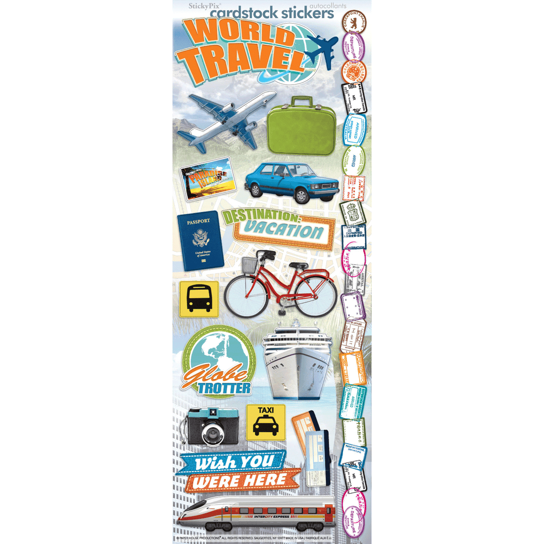 World Travel Cardstock Stickers