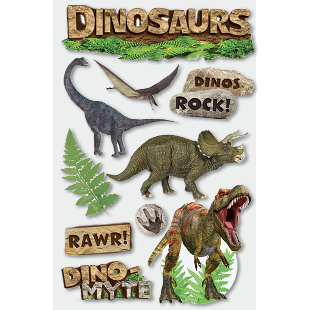 Dinosaurs 3-D Stickers