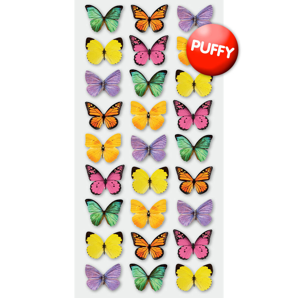 Mini Mixed Butterflies Puffy Stickers