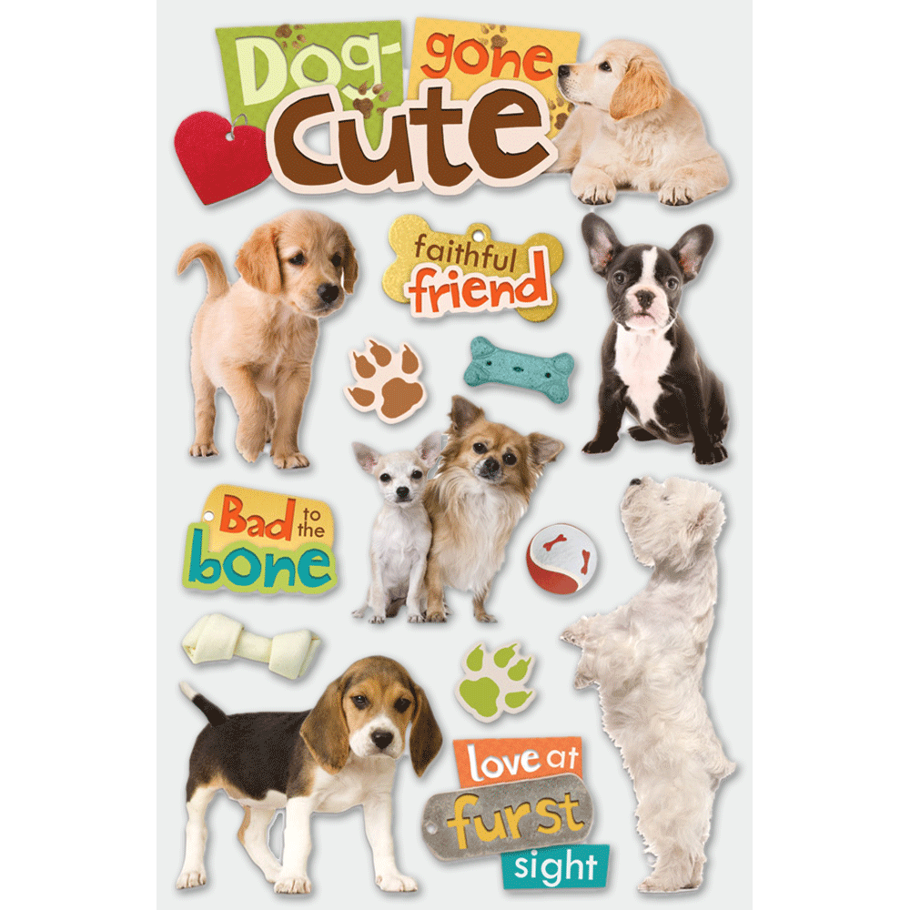 Dog Gone Cute 3-D Stickers