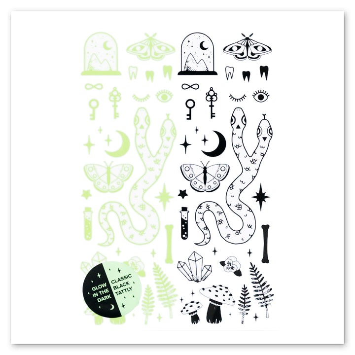 The Curiosities Glow-in-the-Dark Tattly Tattoos Sheets