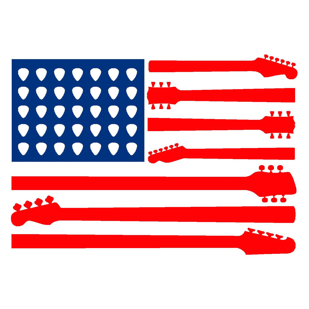 Guitar American Flag Vinyl Sticker Decal