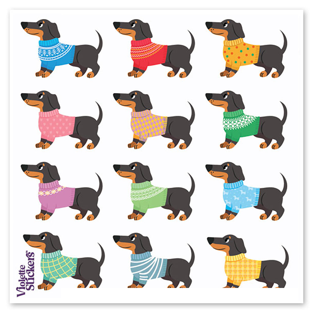 Dachsund Dogs in Sweaters Stickers