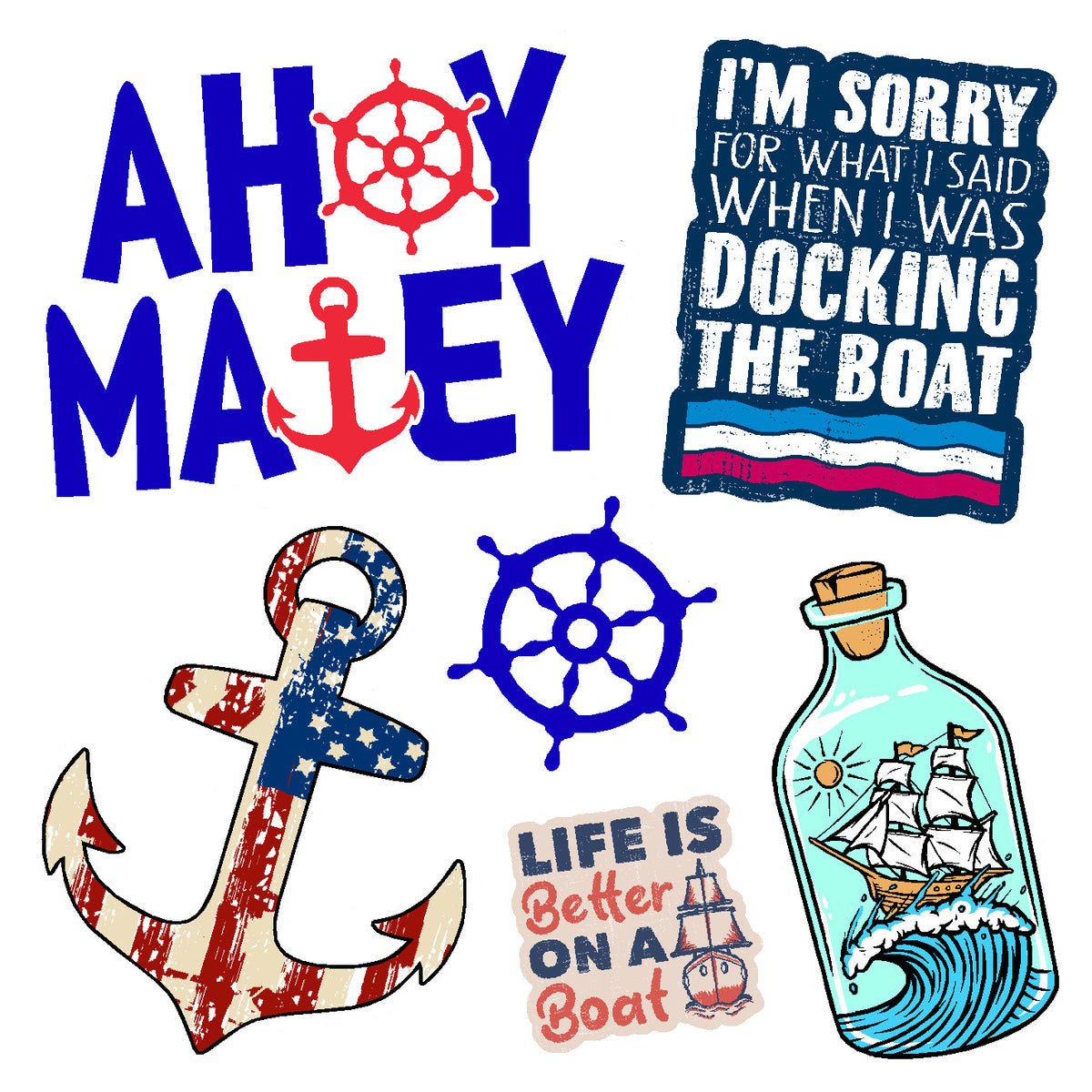 Boating Vinyl Sticker Decal Set Sticker