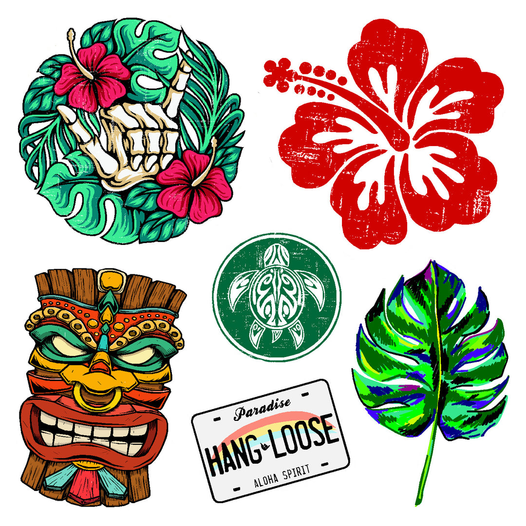 Tiki Vinyl Sticker Decal Set