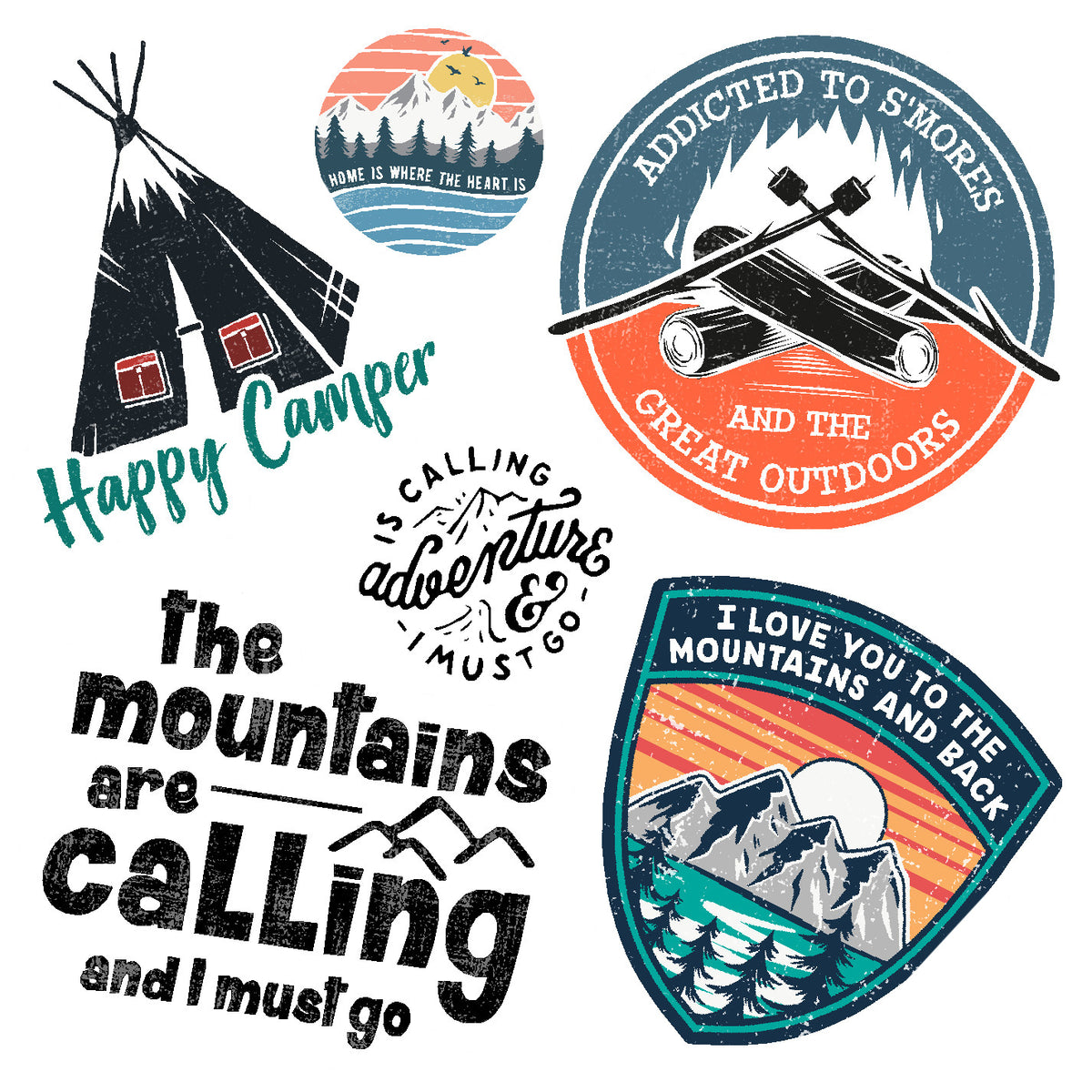 Great Outdoors Vinyl Sticker Decal Set Sticker