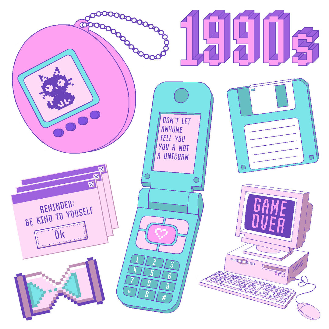 1990s Vinyl Sticker Decal Set