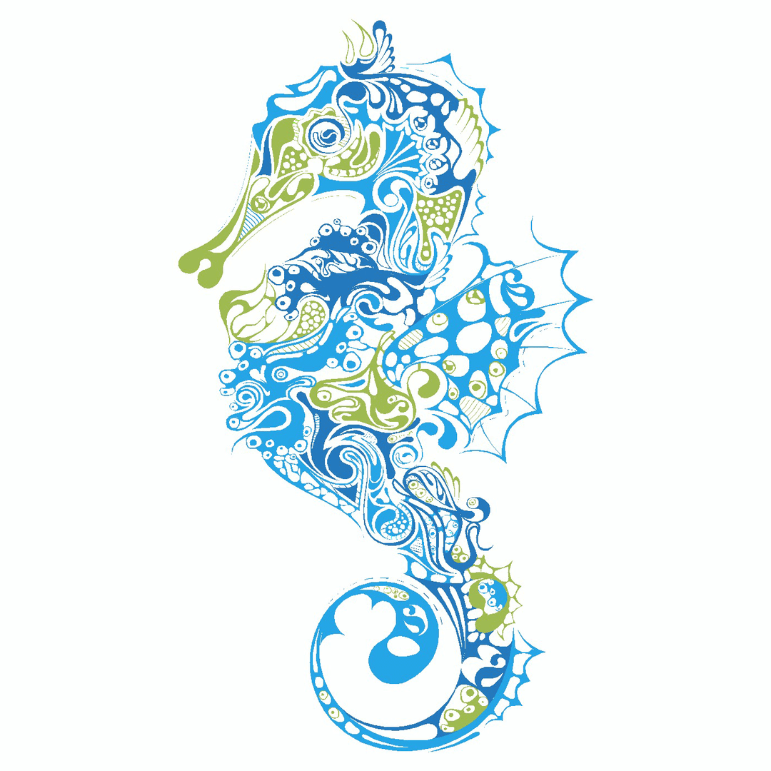Blue & Green Seahorse Vinyl Sticker Decal