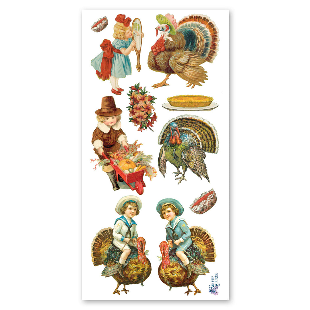 Children with Turkeys Stickers