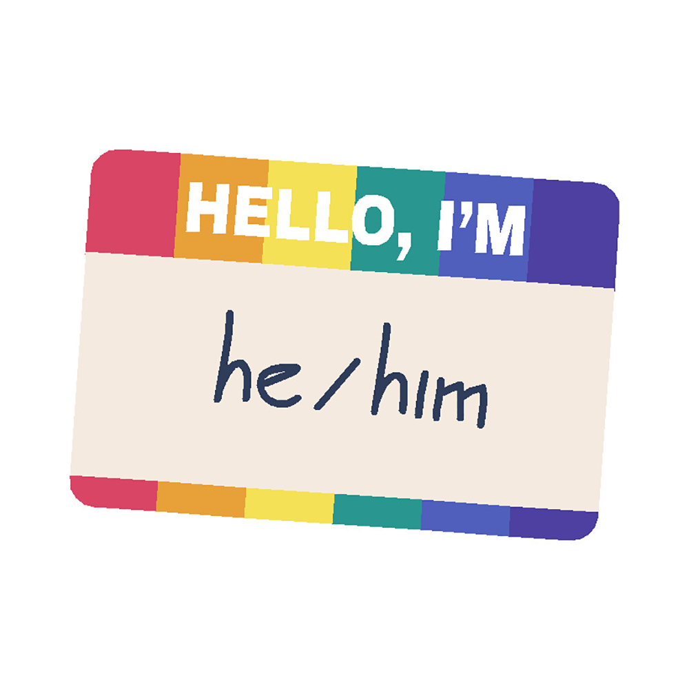 He/Him Vinyl Sticker Decal