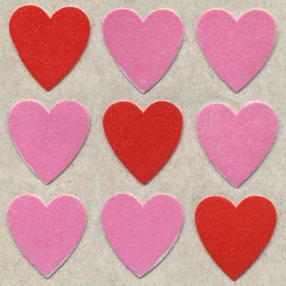 Pink Hearts Fuzzy Stickers, Sticker Planet