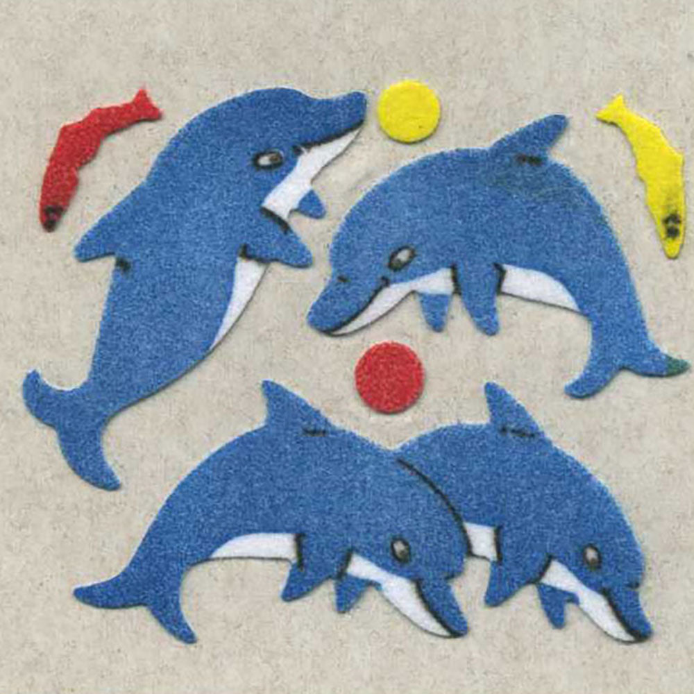 Dolphin & Fish Fuzzy Stickers
