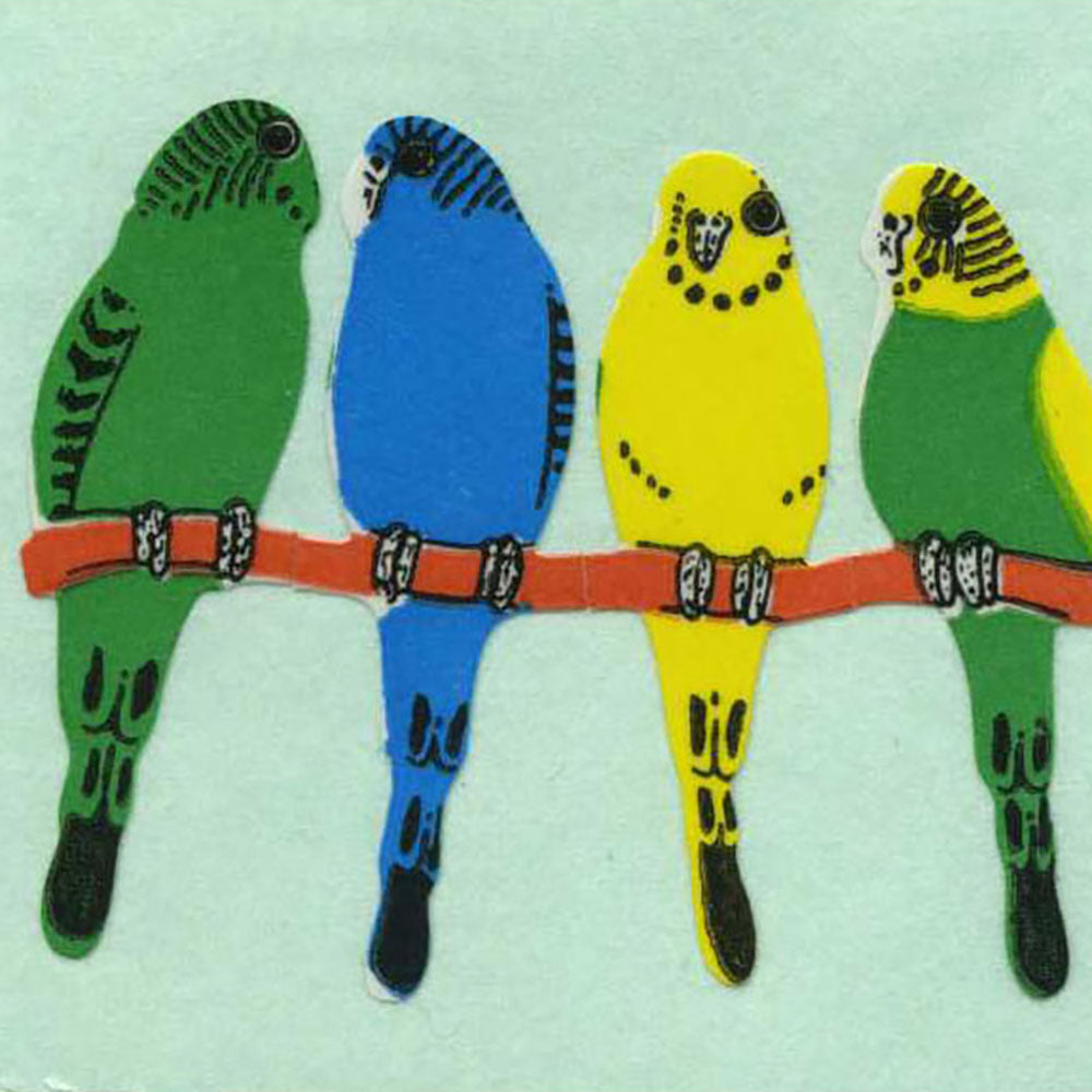 Budgie Birds on Perch Stickers