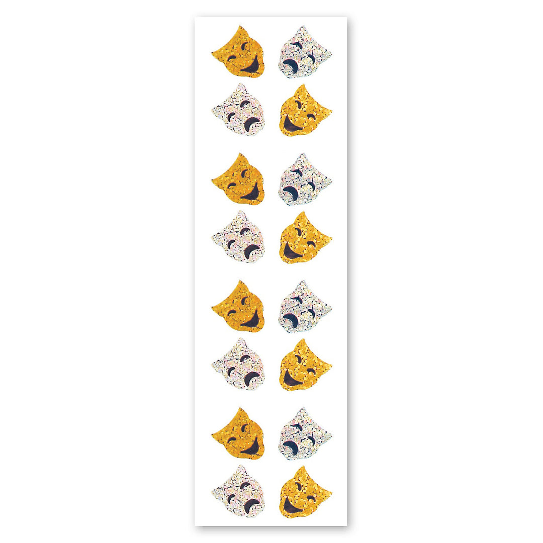 Comedy And Tragedy Masks Sparkly Prismatic Stickers