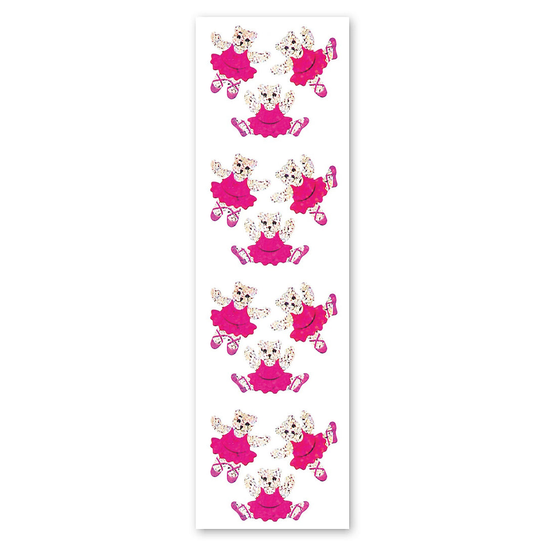 Small Ballerina Bears Sparkly Prismatic Stickers