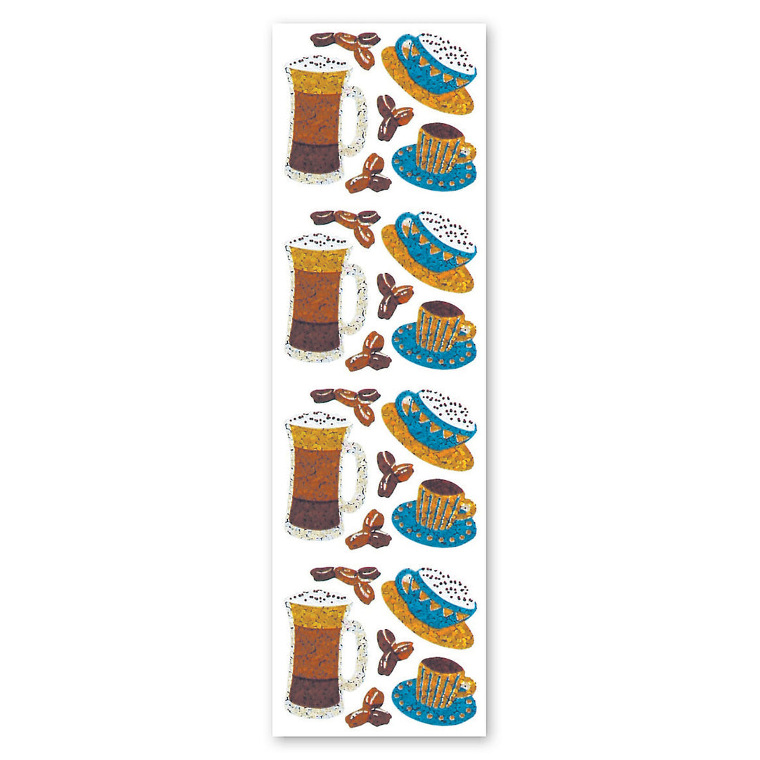 Coffee Drinks Sparkly Prismatic Stickers