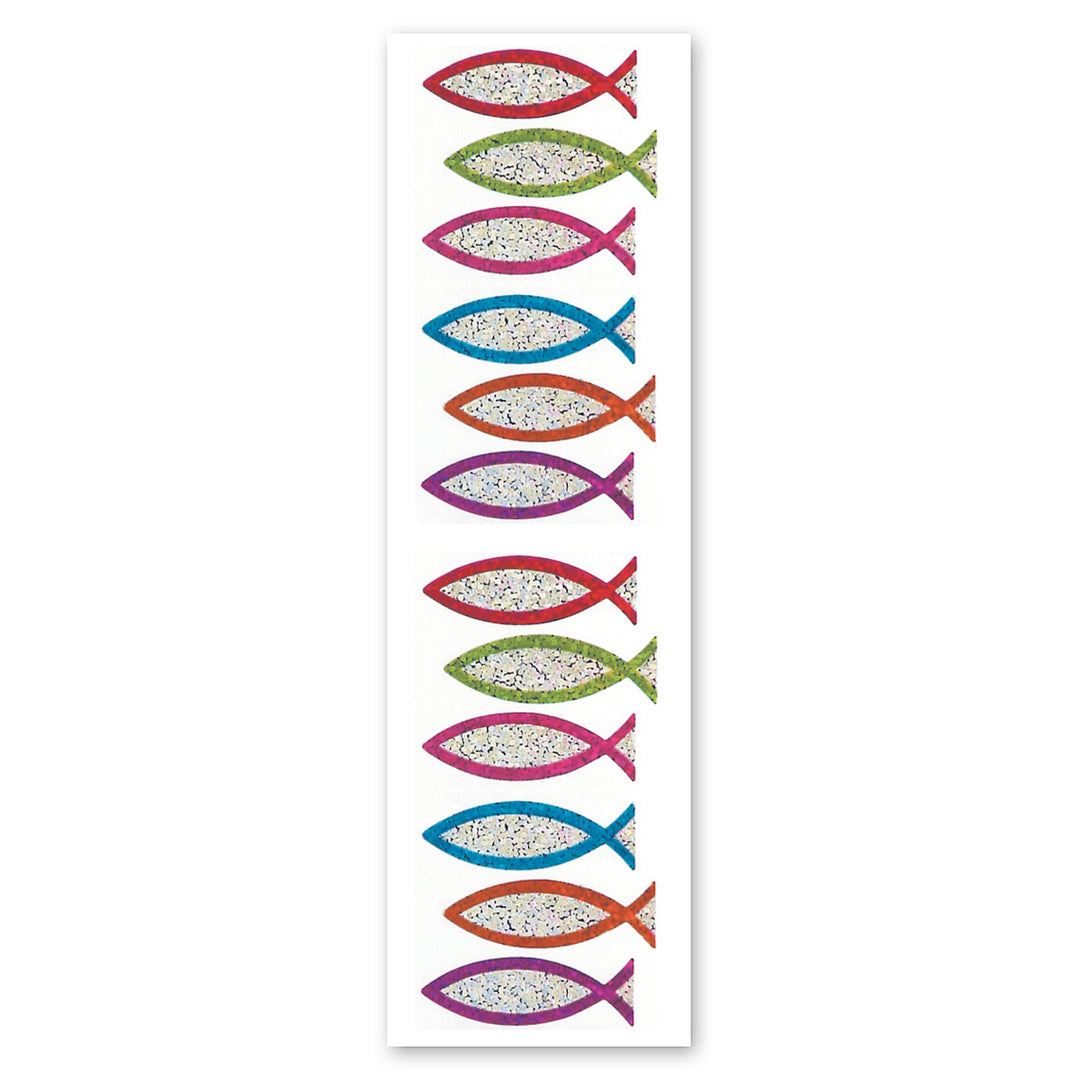 Christian Fish Symbol Sparkly Prismatic Stickers