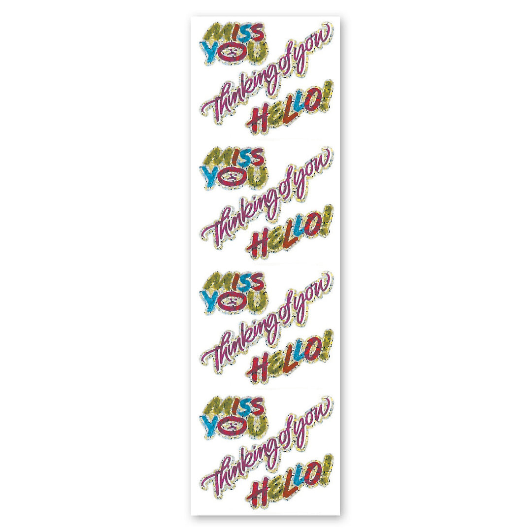 Miss You Thinking Of You Hello Sparkly Prismatic Stickers