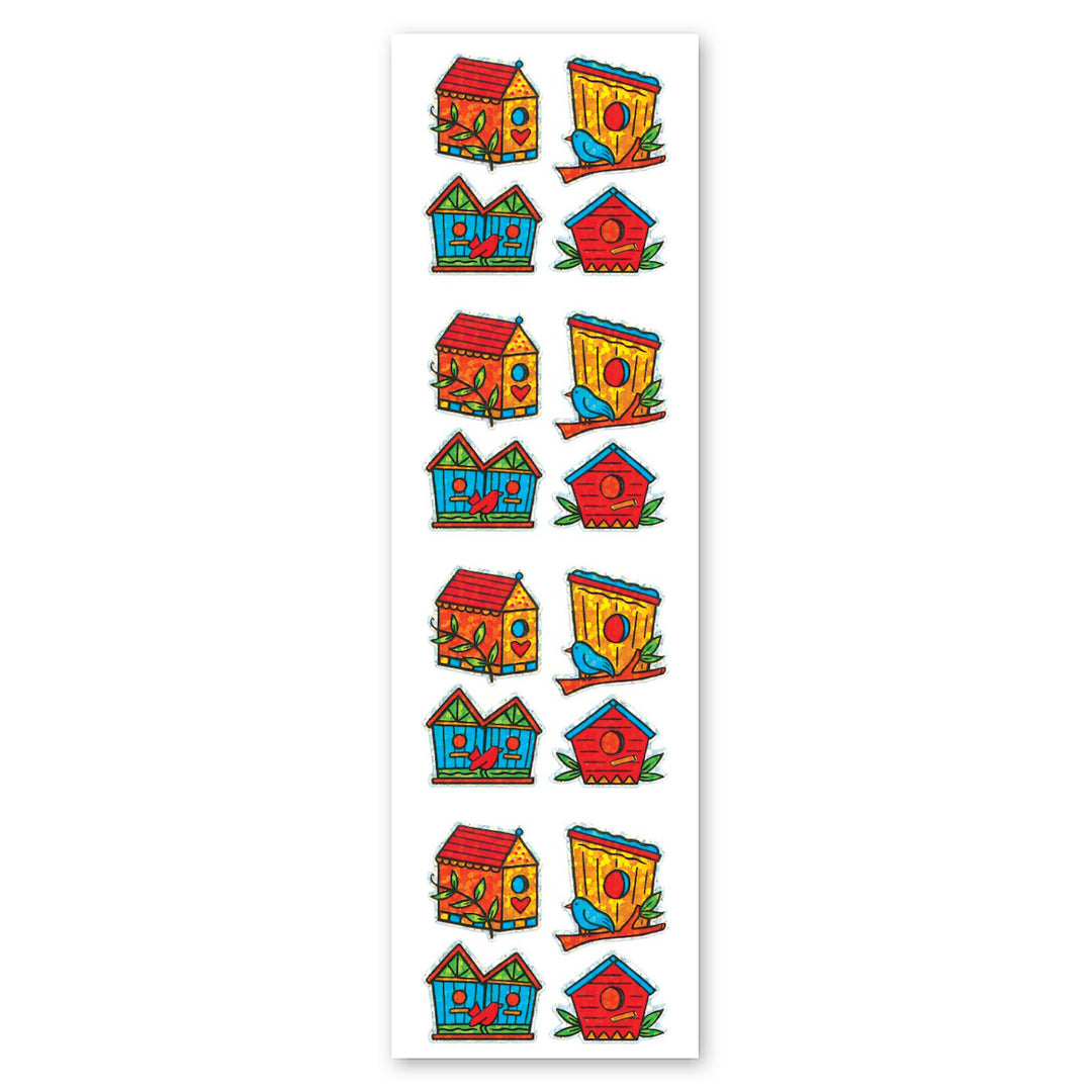 Birdhouses Sparkly Prismatic Stickers