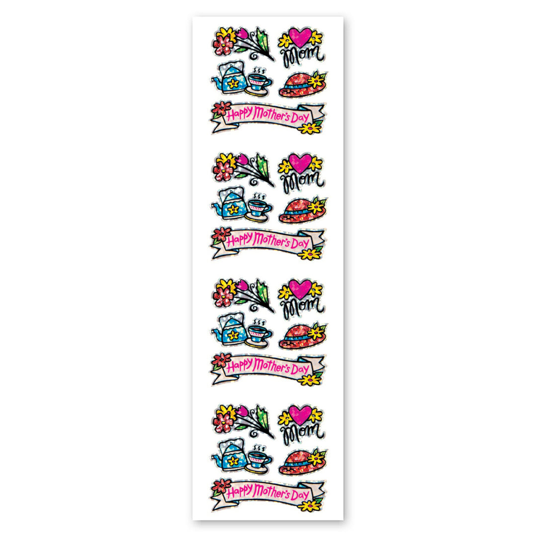 Happy Mother's Day Sparkly Prismatic Stickers