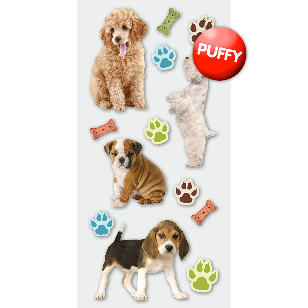 Puppies Puffy Stickers