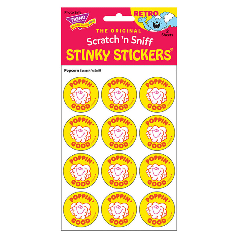 Poppin Good Popcorn Scented Retro Scratch And Sniff Stinky Stickers