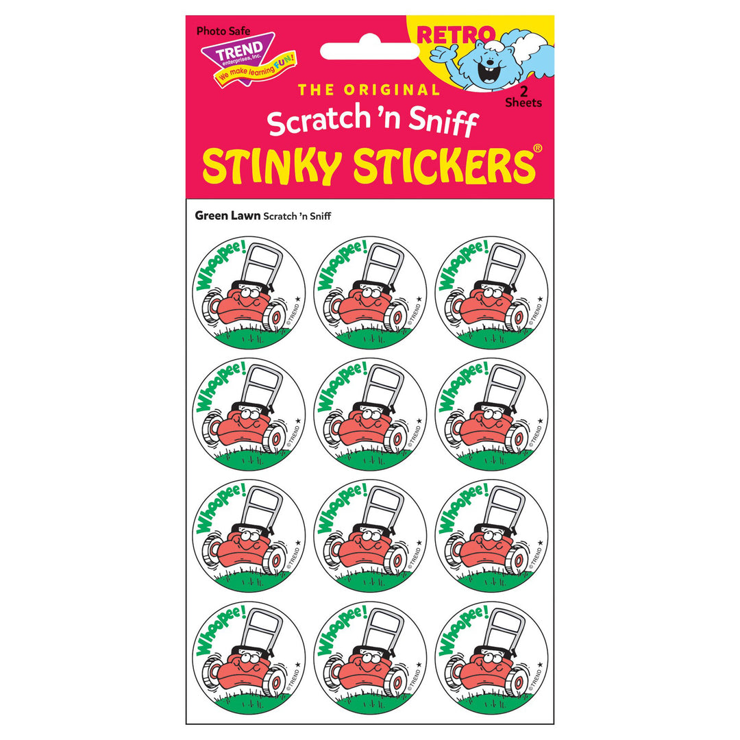 Whoopee Lawnmower Green Lawn Scented Retro Scratch And Sniff Stinky Stickers