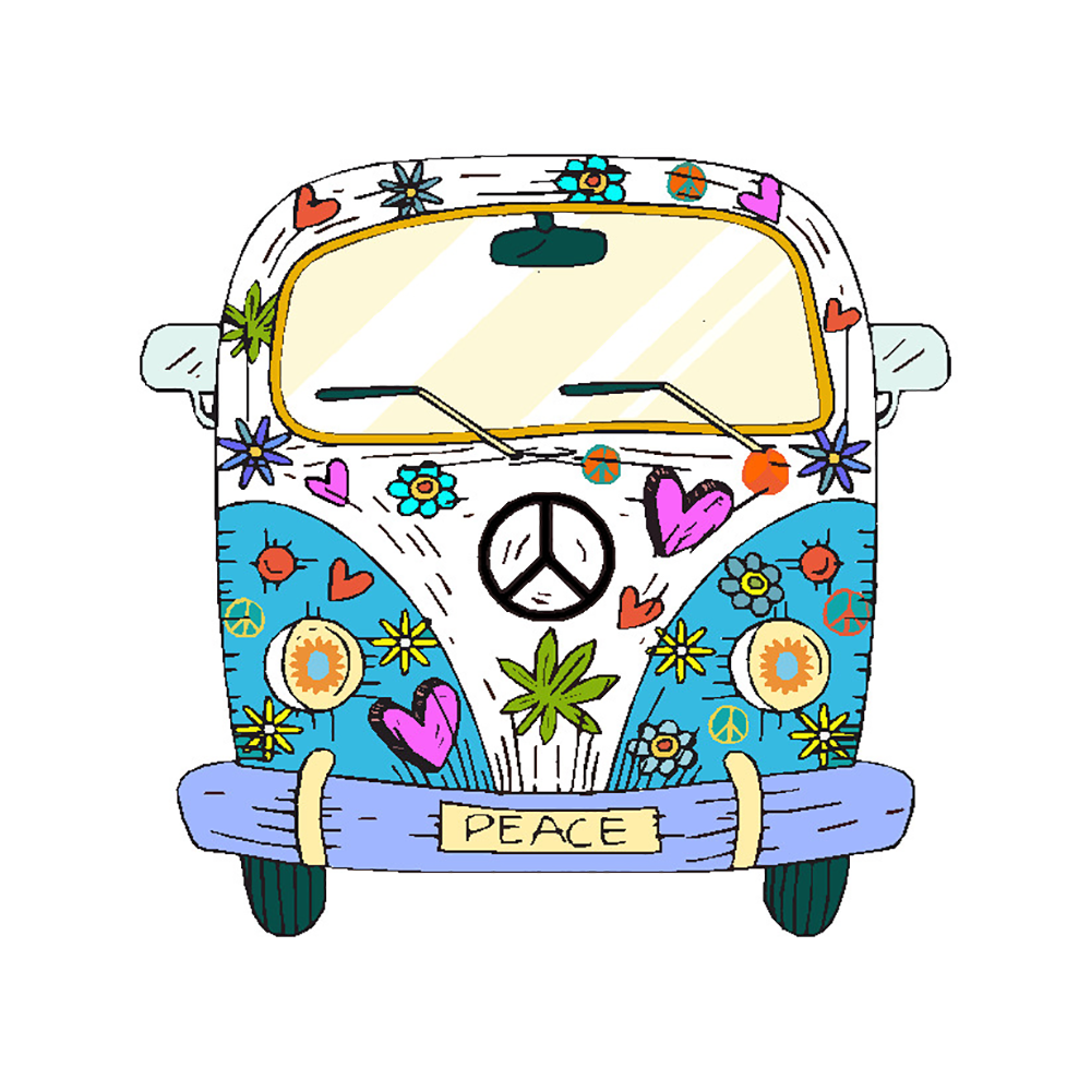 Hippie Van Vinyl Sticker Decal