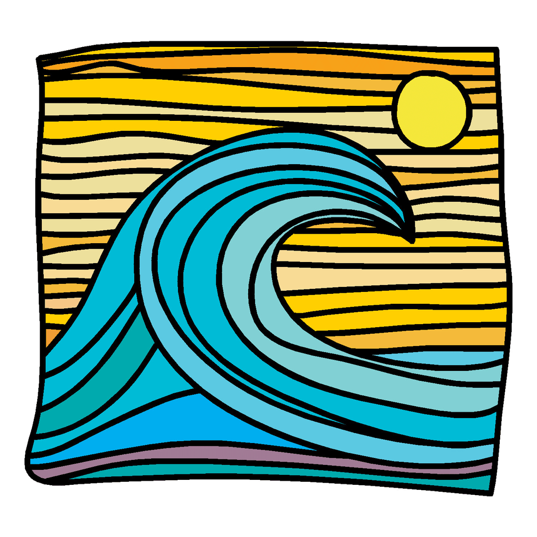 Blue Waves & Sun Vinyl Sticker Decal