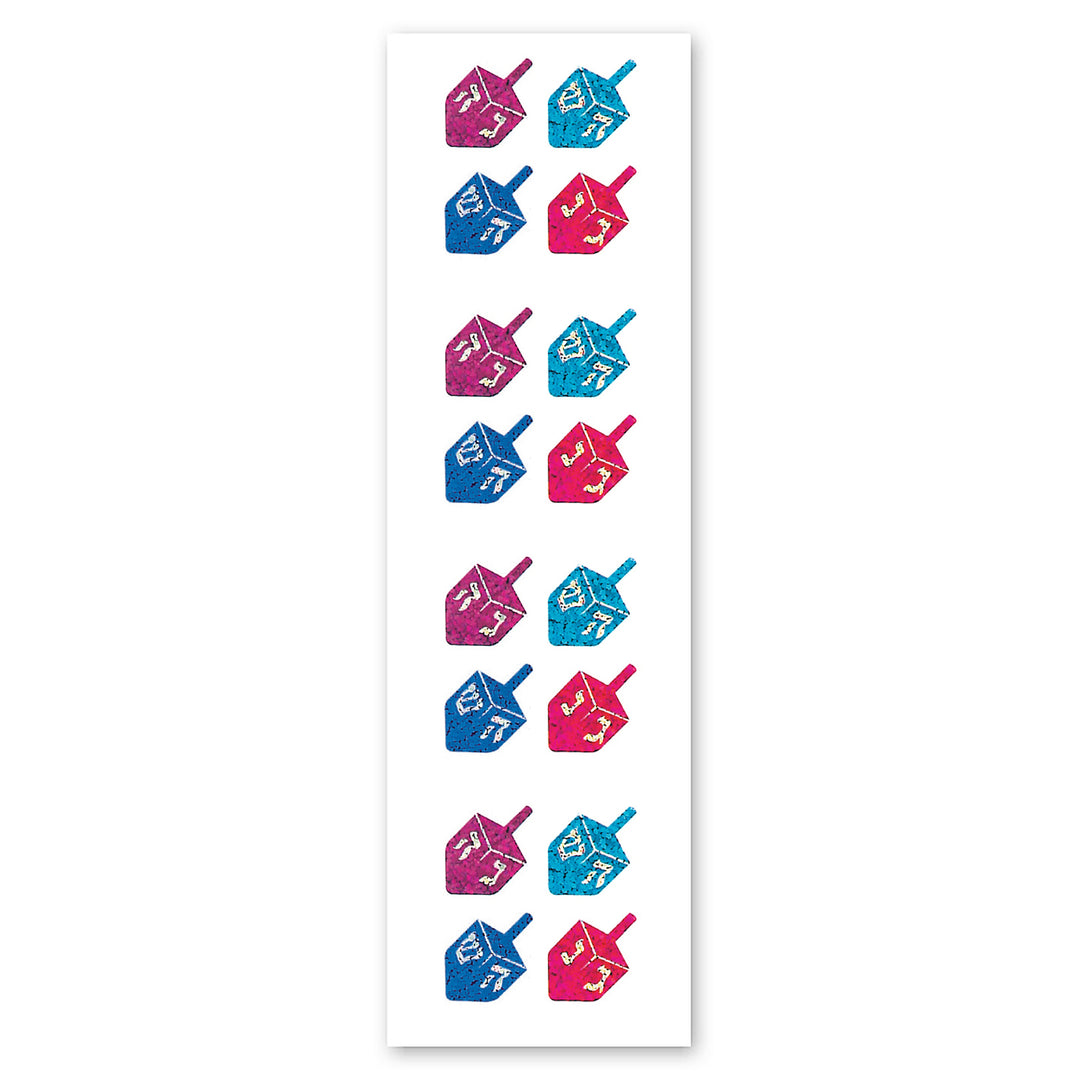 Hanukkah Dreidels Sparkly Prismatic Stickers