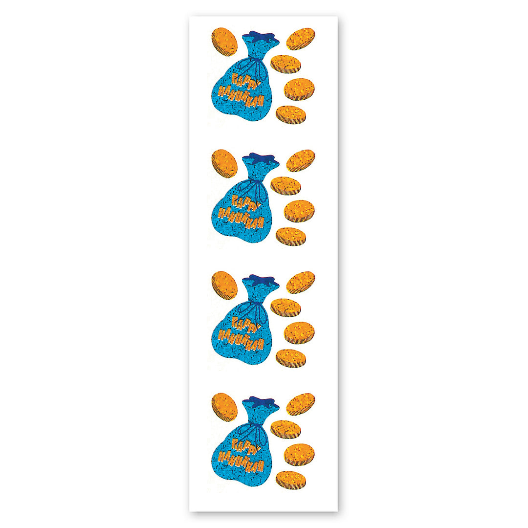 Hanukkah Gelt Sparkly Prismatic Stickers
