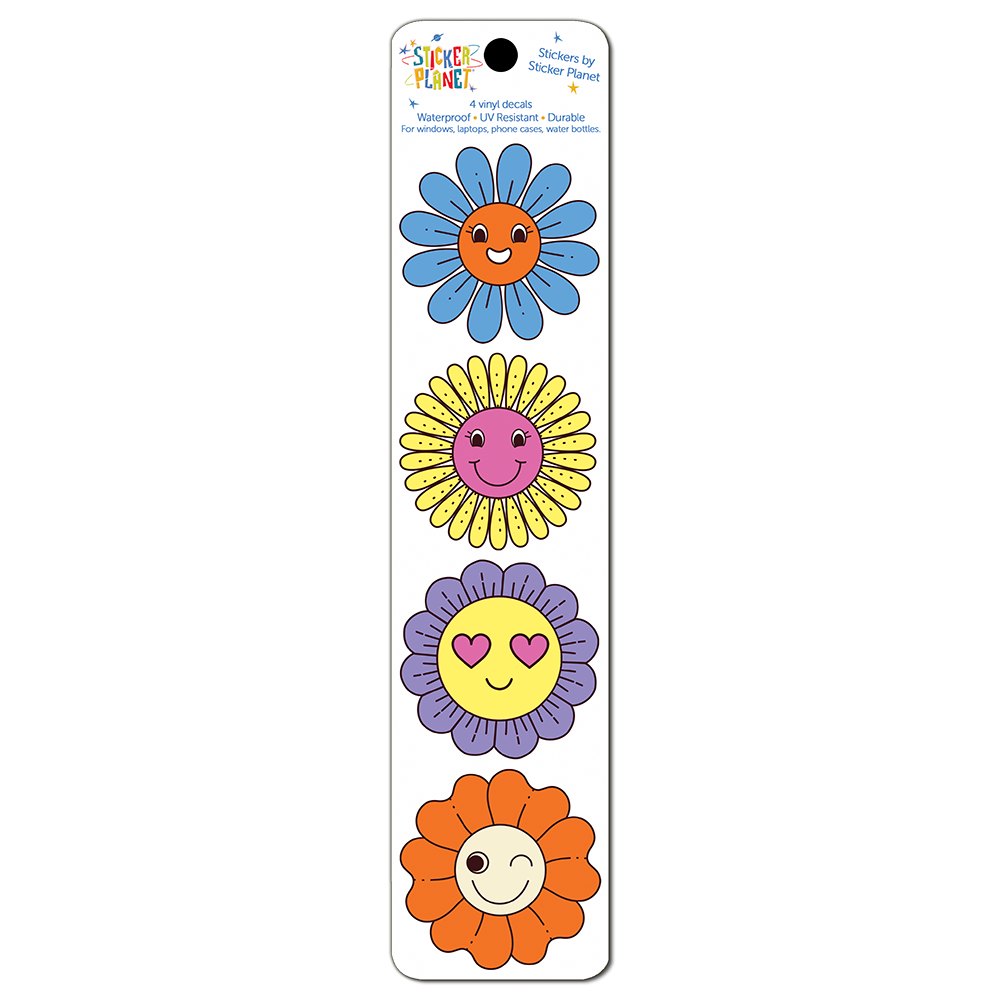 Happy Flowers Vinyl Sticker Decal Strip