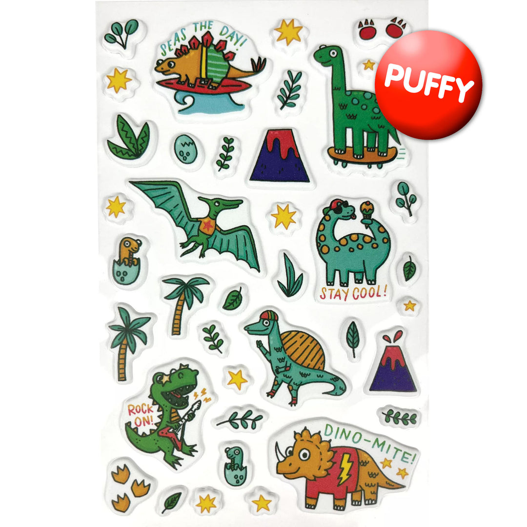 Cute Dinosaurs Puffy Stickers