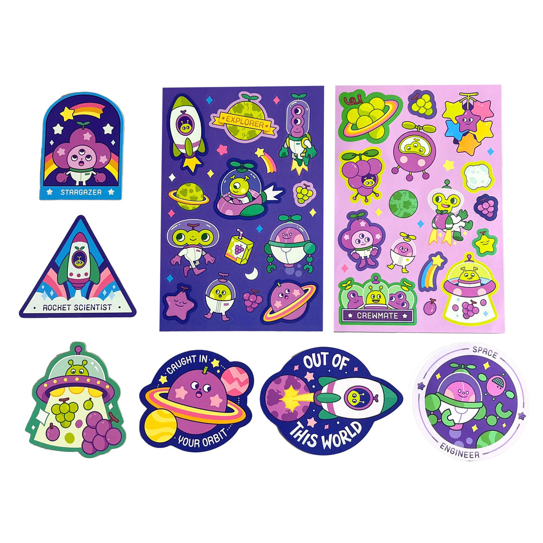 Contents Of Grape Galaxy Scented Sticker Pack