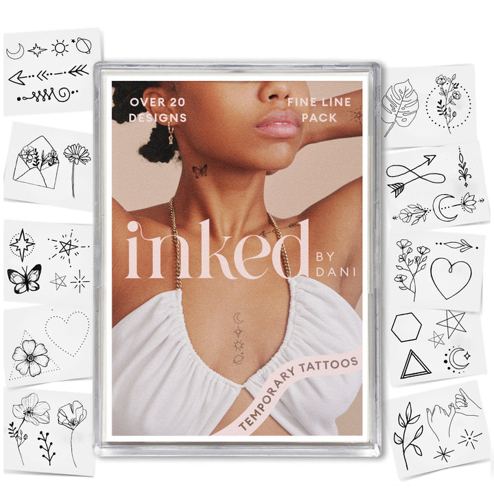 Fine Line Temporary Tattoo Pack