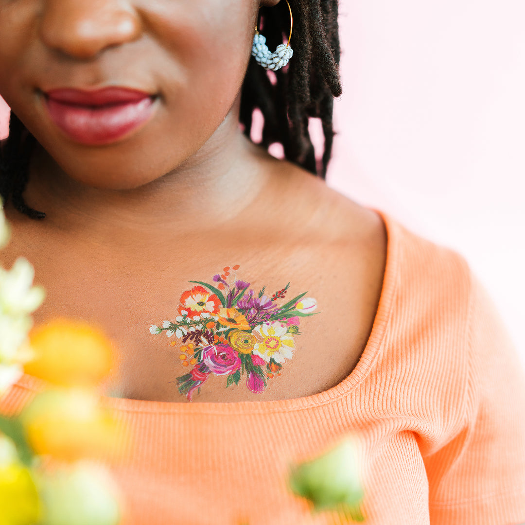 Blooming Bouquet Tattly Temporary Tattoos On A Person