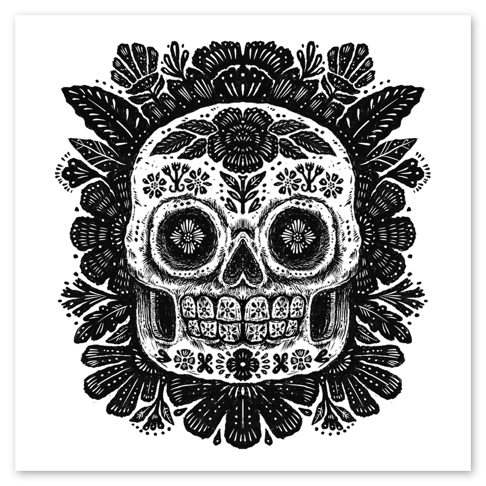 Black And White Sugarskull Tattly Temporary Tattoos