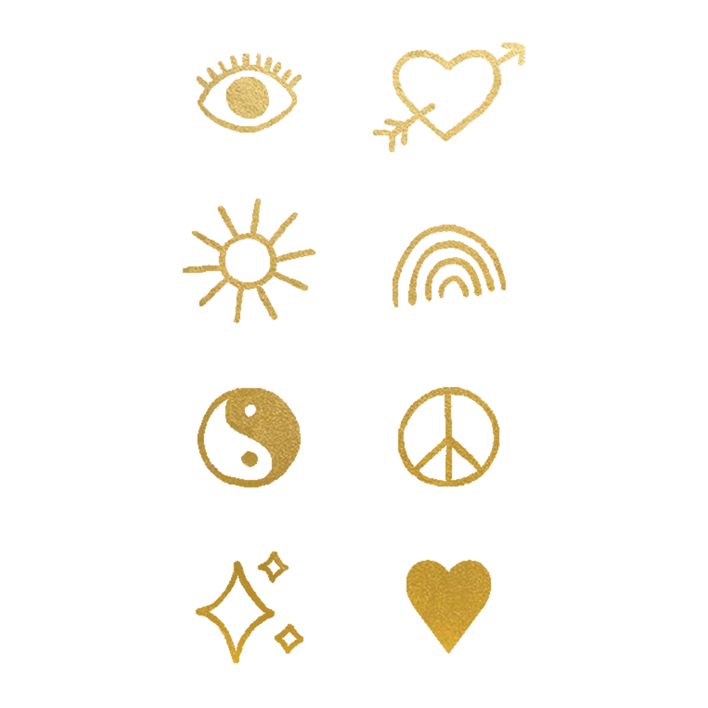Flash Gold Metallic Symbols Temporary Tattoos