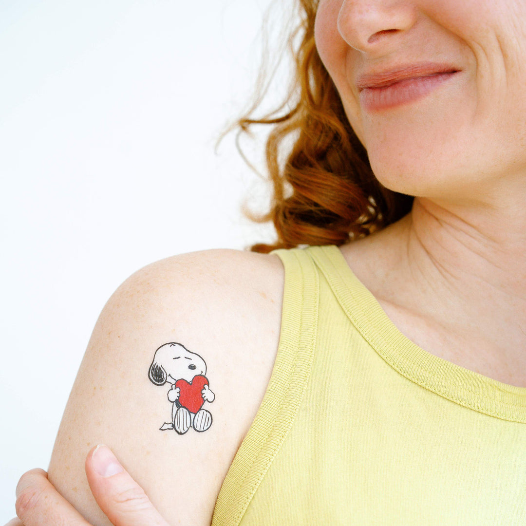 Peanuts Snoopy Heart Hug Tattly Temporary Tattoos