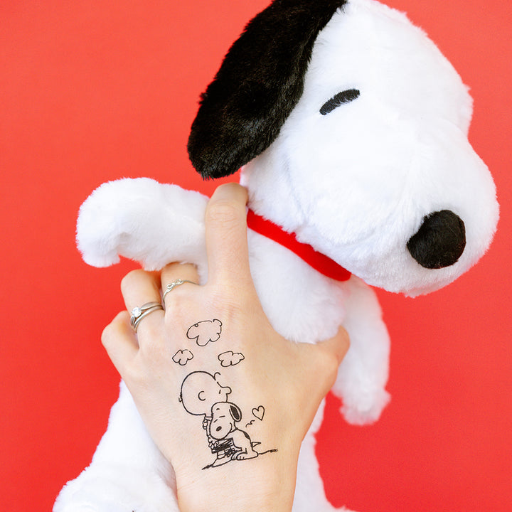 Peanuts Charlie Brown + Snoopy Hug Tattly Temporary Tattoos