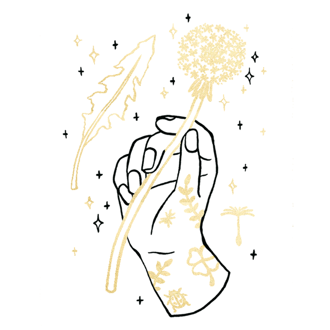 Dandelion Hand Metallic Tattly Temporary Tattoos