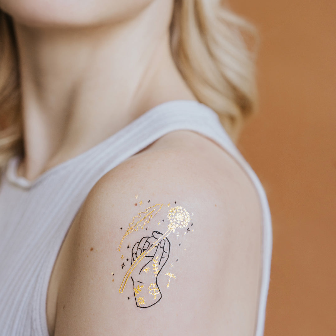 Dandelion Hand Metallic Tattly Temporary Tattoos