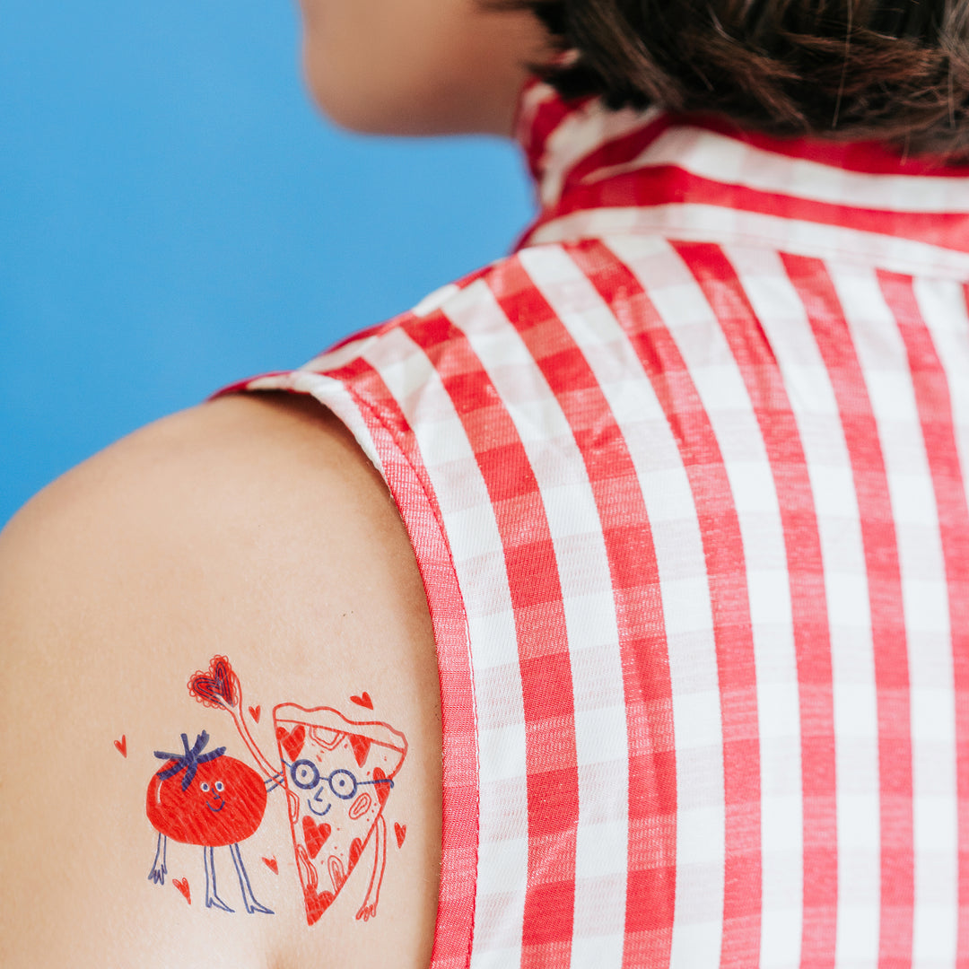 Pizza Loves Tomato Tattly Temporary Tattoos