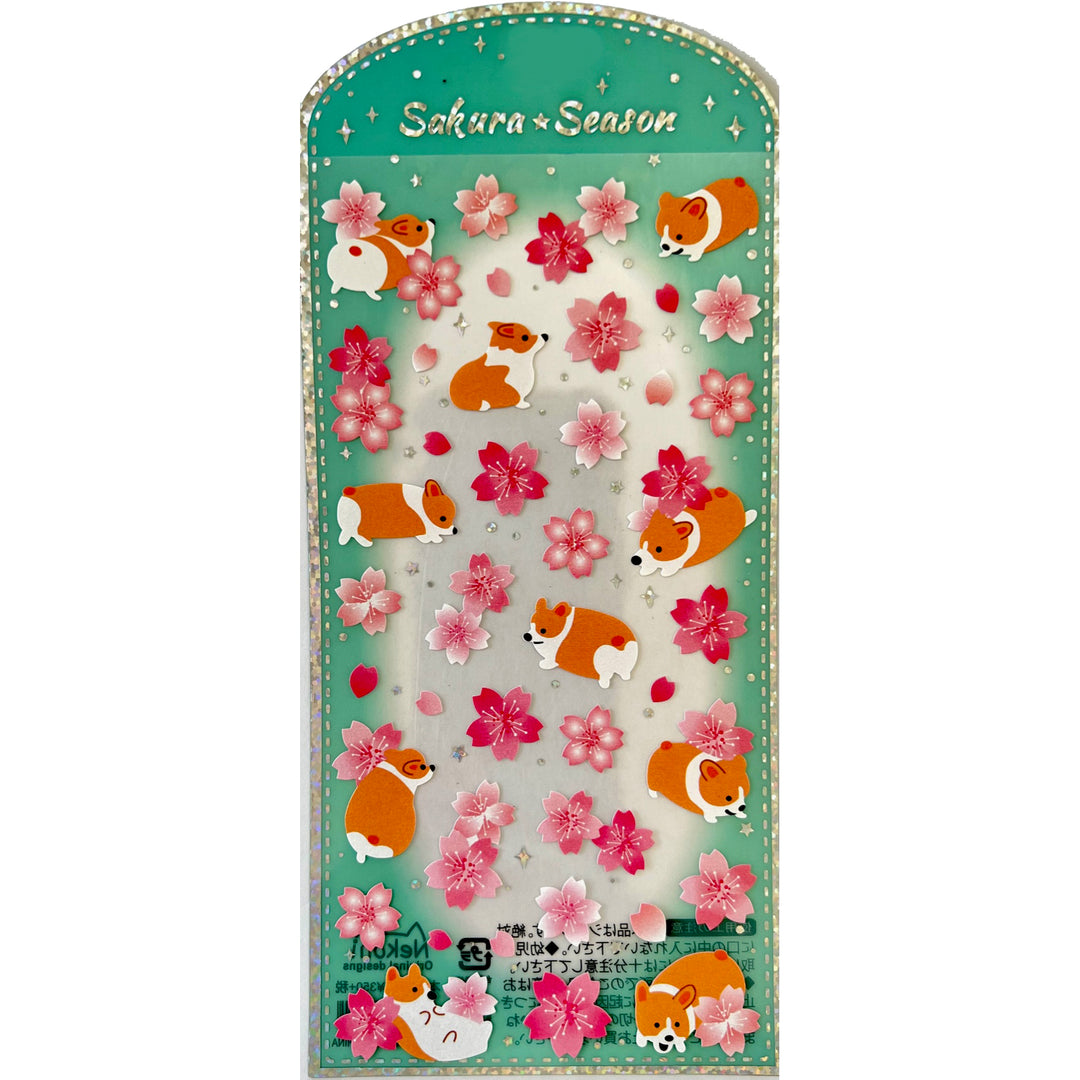 Sakura Corgi And Flower Stickers