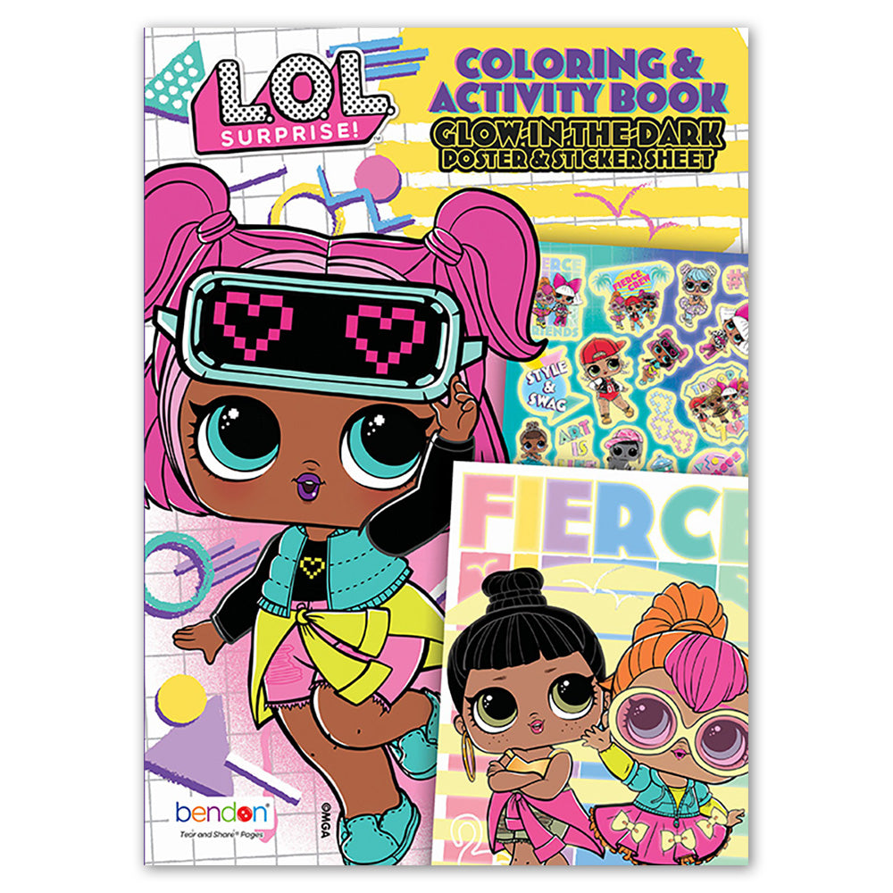 LOL Surprise Coloring Book with Glow-in-the-Dark Poster & Stickers