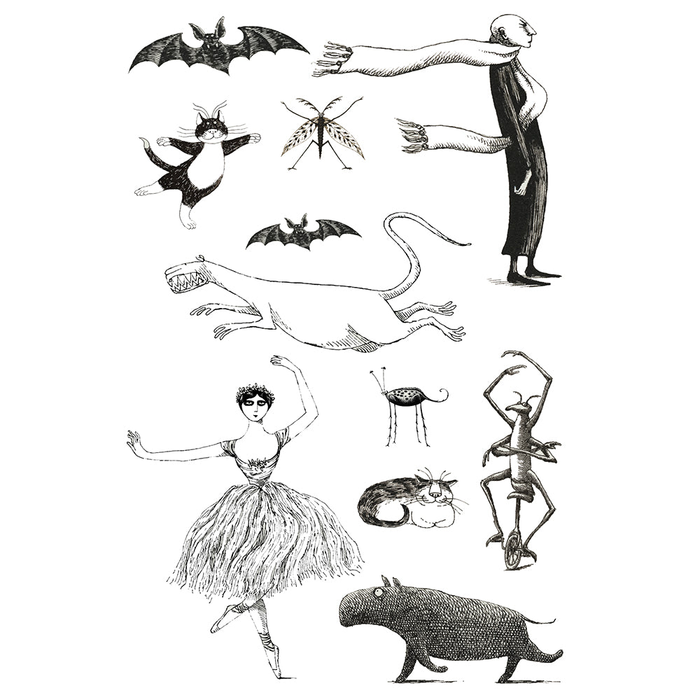 Edward Gorey's Creatures And Figures Tattly Temporary Tattoos