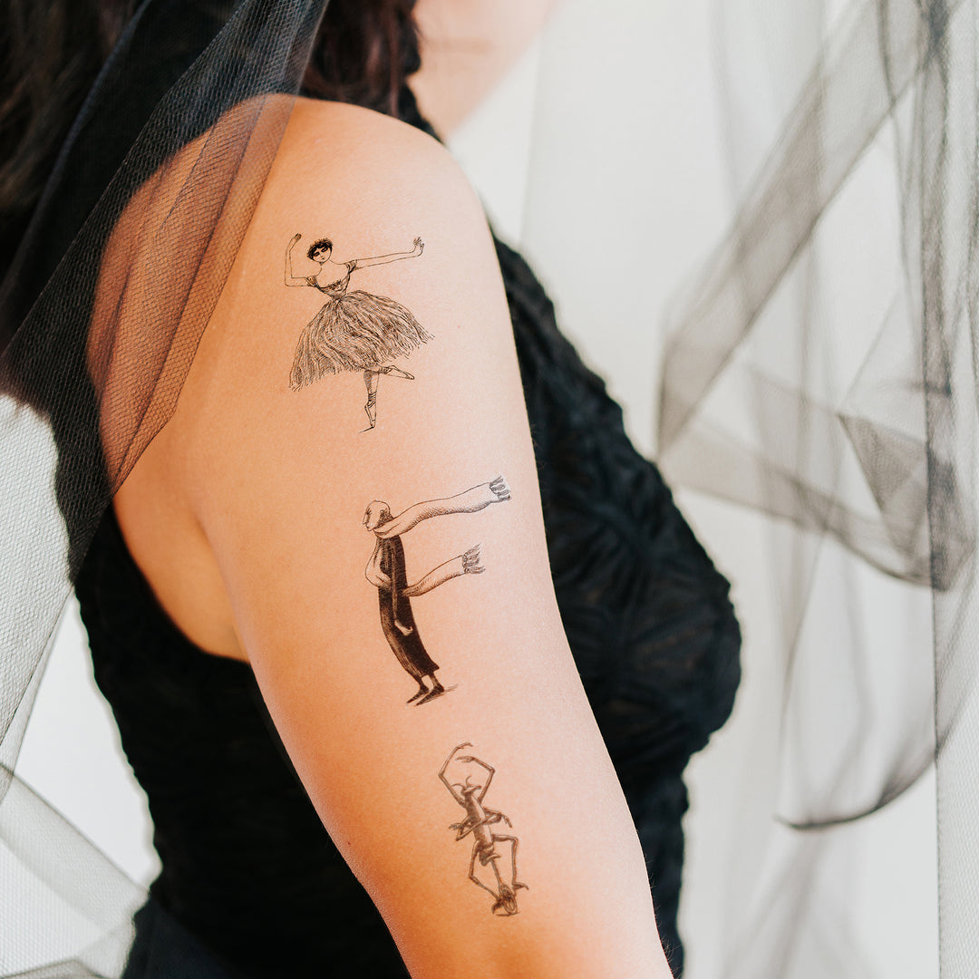 Edward Gorey's Creatures And Figures Tattly Temporary Tattoos Applied To Arm