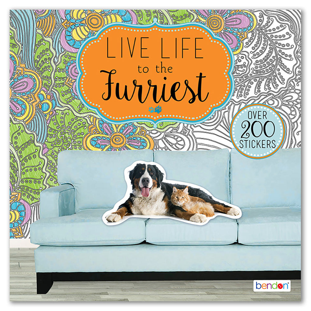 Live Life to the Furriest Advanced Coloring Book with Stickers